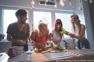 Gen Z cooking in kitchen