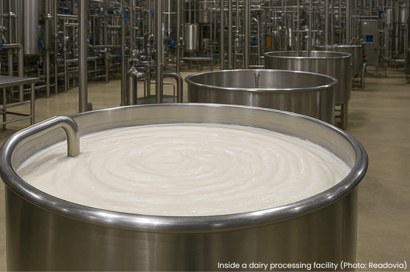 Inside a dairy processing facility