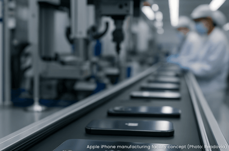 Apple iphone manufacturing facility concept - India