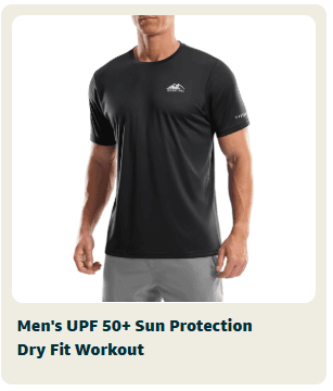 Mens UPF 50+ Sun Protection Dry Fit Workout Shirt