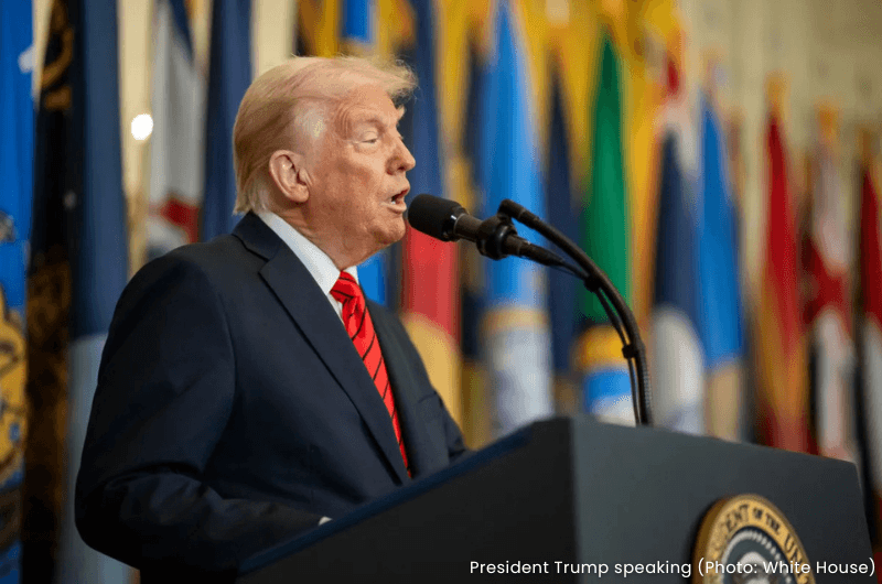 President Trump speaking during second term