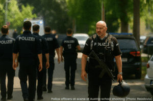 Police officers at scene of Austria school shooting