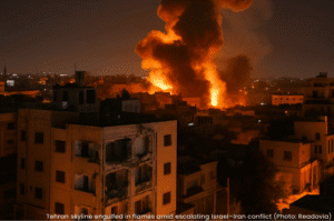 Tehran skyline engulfed in flames amid Israel-Iran conflict