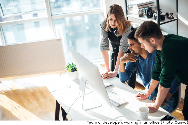 Team of developers working in an office