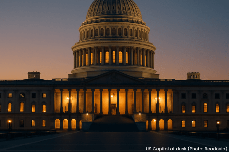 US Capitol at dusk