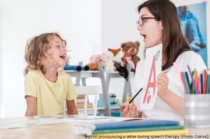 Autism: child in speech therapy