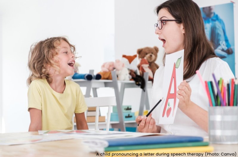 Autism: child in speech therapy