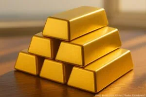 Gold bars on a table