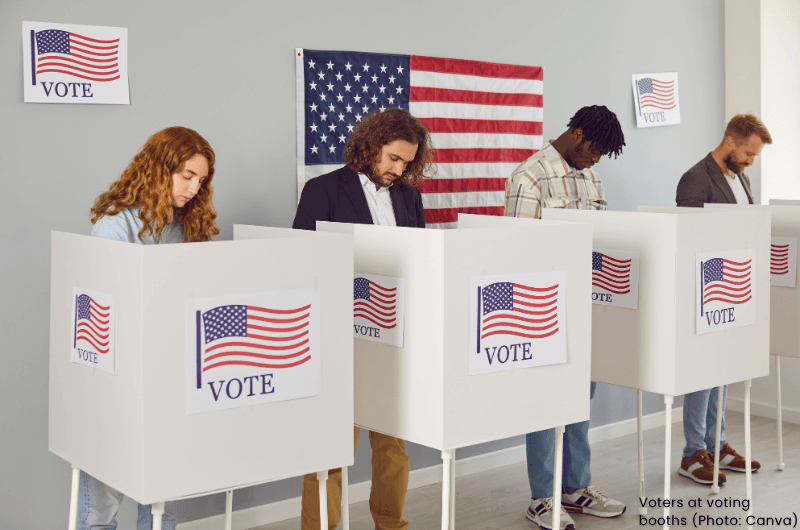 Voters at voting booths
