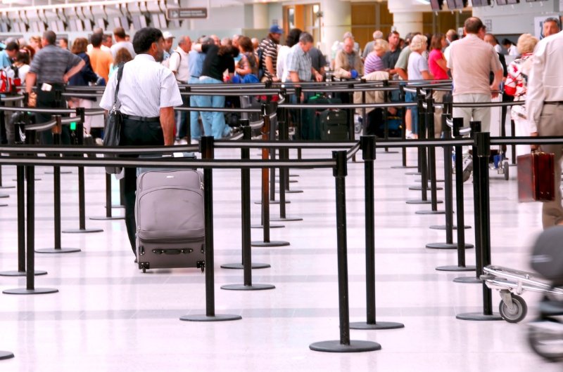 An airport crowd