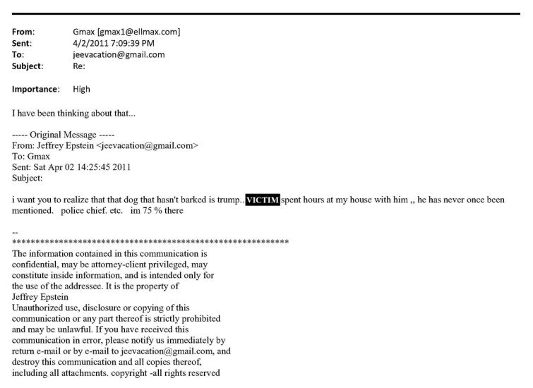 Epstein email #1 released by U.S. House of Representatives