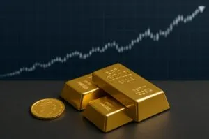 Gold prices climb toward record highs amid shifting market trends on Wall Street.