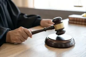 Judge makes ruling in courtroom.