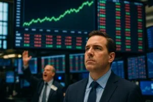 Traders watch market gains as optimism rises over a potential end to the federal shutdown.