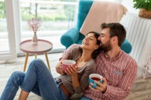 Young couple drinking tea
