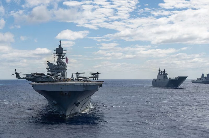 U.S. Navy ships operating in the Caribbean amid expanded military deployments.
