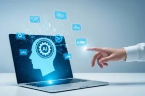 An AI agent interface displayed on a laptop, reflecting the growing shift toward autonomous digital assistants embedded into everyday workflows.