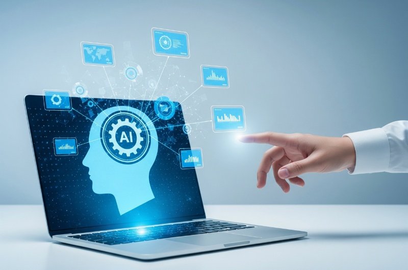 An AI agent interface displayed on a laptop, reflecting the growing shift toward autonomous digital assistants embedded into everyday workflows.