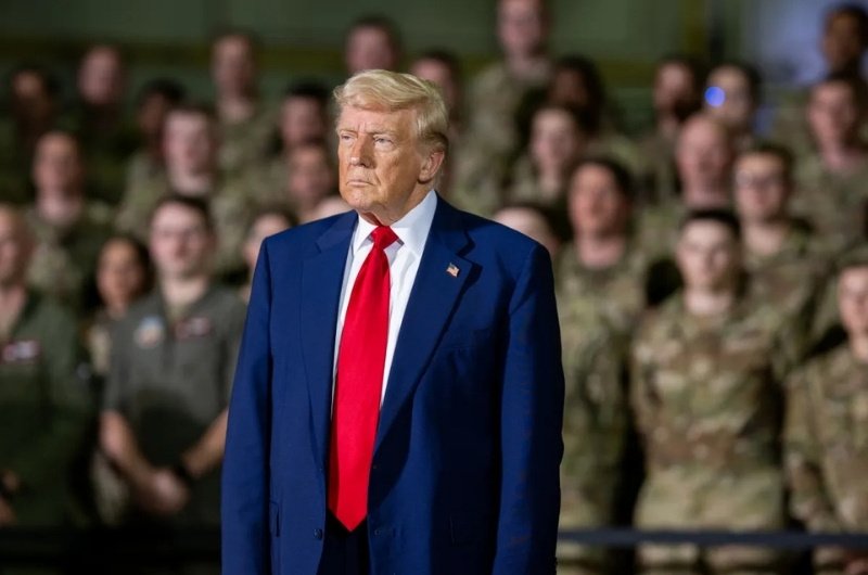 President Trump at a military event.