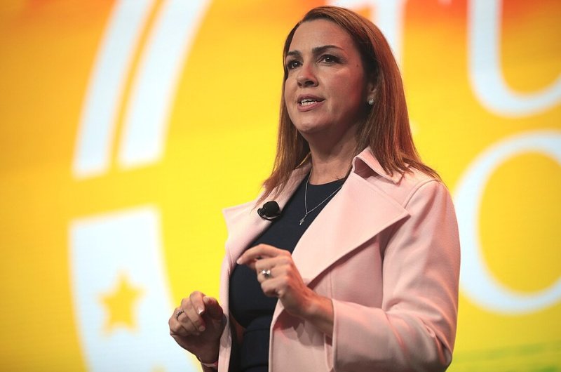 Sara Carter speaking at the 2020 Student Action Summit at the Palm Beach County Convention Center in West Palm Beach, Florida. 