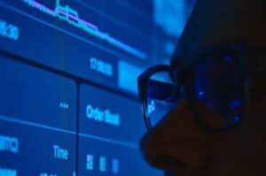 A trader monitoring stock market data