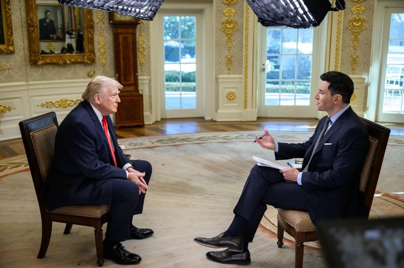 President Trump speaks from the Oval Office during an exclusive interview with NBC News. 