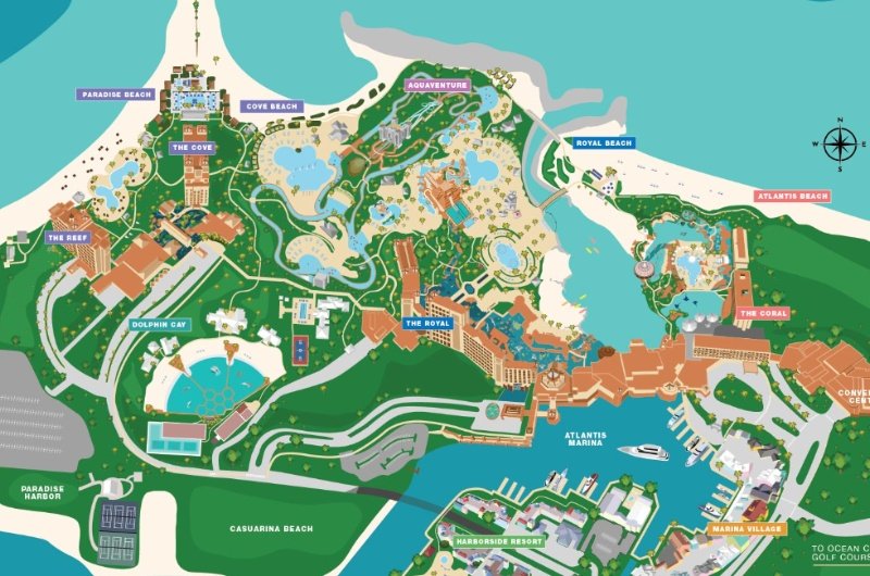 A map of the Atlantis resort - Paradise Island, Bahamas