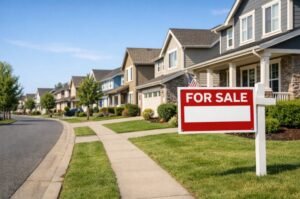 A suburban neighborhood shows signs of a cooling market as more homes sit for sale amid high mortgage rates.