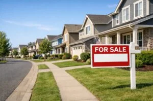 A suburban neighborhood shows signs of a cooling market as more homes sit for sale amid high mortgage rates.