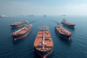 Oil tankers halted near the closed Strait of Hormuz, where any prolonged disruption could quickly impact fuel prices worldwide.
