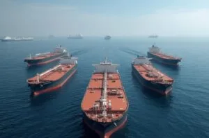 Oil tankers halted near the closed Strait of Hormuz, where any prolonged disruption could quickly impact fuel prices worldwide.