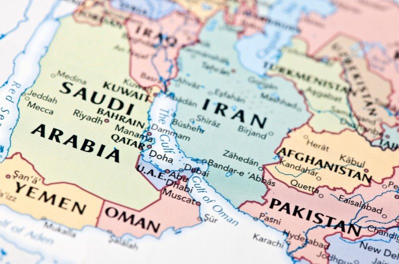 A map of the Straight of Hormuz.