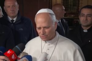 Pope Leo XIV speaks to reporters in Castel Gandolfo, calling recent threats of escalation in the U.S.–Iran standoff “truly unacceptable” and urging leaders to consider the human cost.