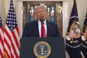 President Donald J. Trump addresses the nation from the White House, outlining the latest developments in Operation Epic Fury.