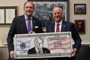 A proposed design for a $250 bill featuring President Donald Trump has drawn national attention after Treasury officials confirmed preparations for a potential future issuance if Congress approves the idea.