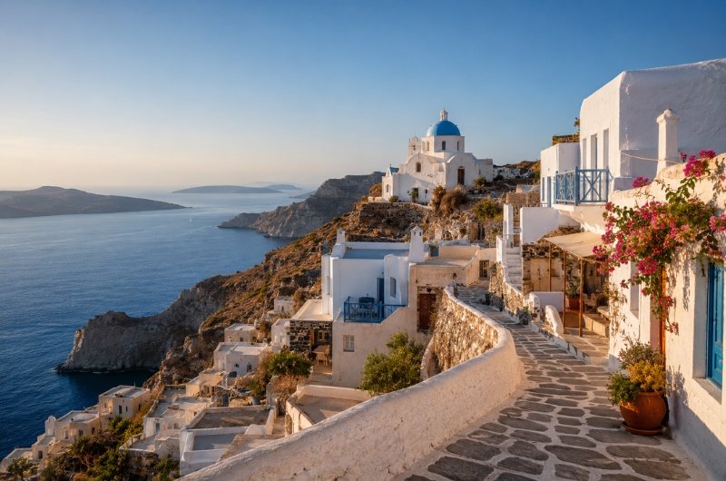 View on the coast of a beautiful city, Poros, Greece.