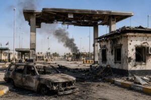 The aftermath of an attack on a border crossing amid the latest escalation in the U.S.-Iran conflict.