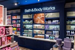 In-store displays at Bath & Body Works showcase the retailer’s fragrance and body-care products. The company says its digital business has returned to growth even as traffic at physical stores remains weak.