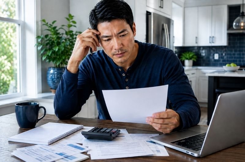 An American consumer reviews household finances as high interest rates continue to make borrowing expensive despite signs of cooling inflation.