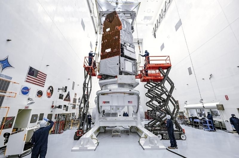 NASA’s Nancy Grace Roman Space Telescope undergoes final preparations ahead of its August 30 launch. The new observatory will survey areas of the sky at least 100 times larger than Hubble can capture in a comparable observation.