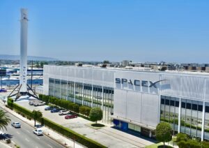 SpaceX’s rocket manufacturing facility in Hawthorne, California. A new regulatory disclosure shows Elon Musk owns 48.4% of the company while retaining more than 82% of its voting power.