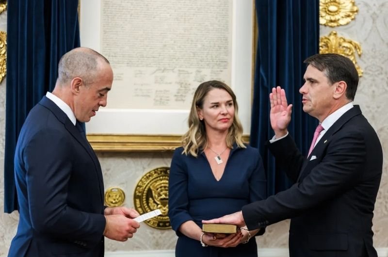 Todd Blanche is sworn in as the 88th attorney general of the United States during a ceremony in the Oval Office on August 10, 2026.