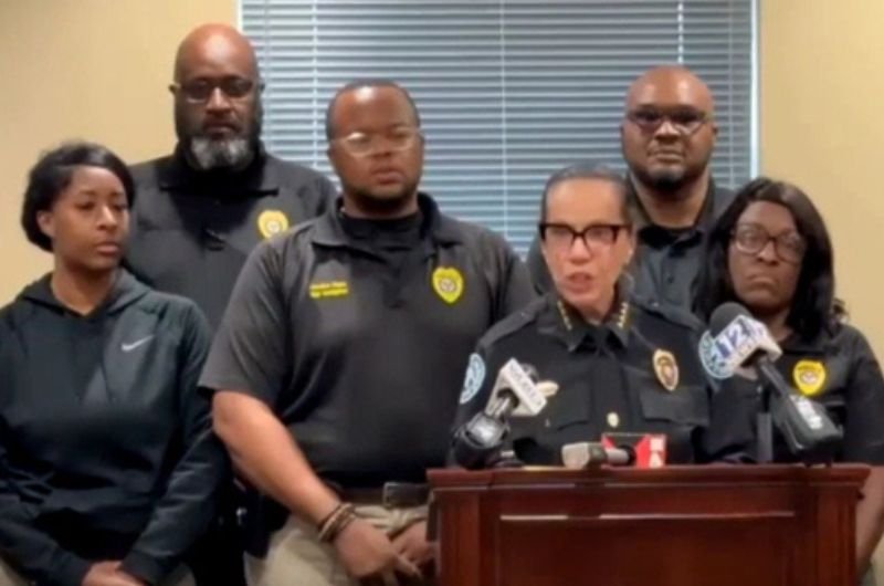 Jackson Police Chief RaShall Brackney speaks during a press conference announcing developments in the investigation into the death of Tasia Fortune, who was found hanging from a tree in Jackson, Mississippi.