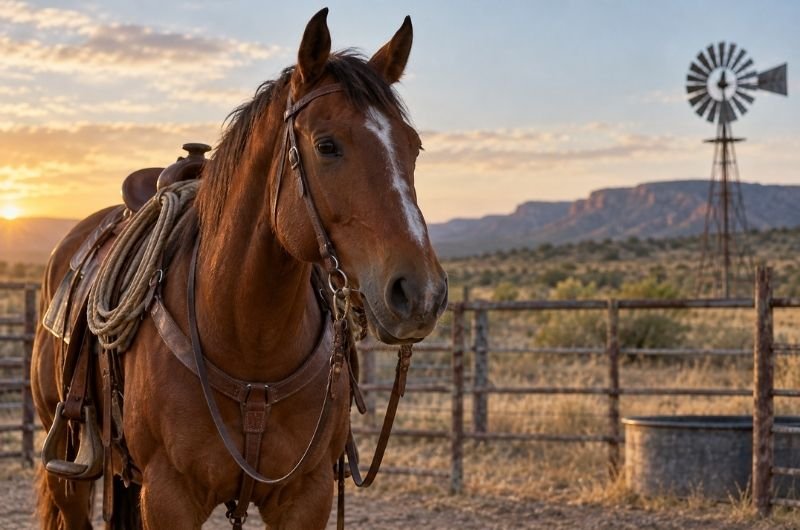 A ranch horse stands on a Texas property as officials work to contain the spread of New World screwworm, a livestock parasite eradicated from the United States decades ago.