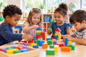 Children play in a preschool classroom as new Treasury rules expand automatic enrollment in Trump Accounts to millions of children across the United States.