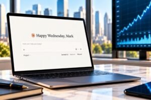 Anthropic's Claude AI platform is featured alongside financial market data as the company prepares for a potential Wall Street debut.