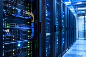 Servers inside a modern data center illustrate the infrastructure potentially exposed to critical PHP security vulnerabilities affecting websites and online applications.