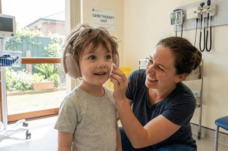 Three-year-old Abdu undergoes a hearing evaluation after receiving experimental gene therapy for a rare inherited form of deafness.